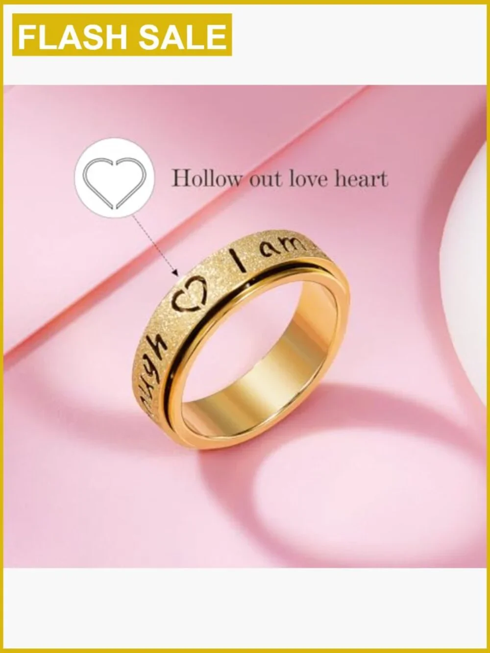 I Am Enough Fidget Spinner Ring Anxiety Relief Stainless Steel Spinner Ring